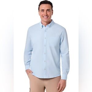 Coolibar Men Aricia Sun Shirt Long Sleeve Roll Tab Button UPF Lightweight Vent L
